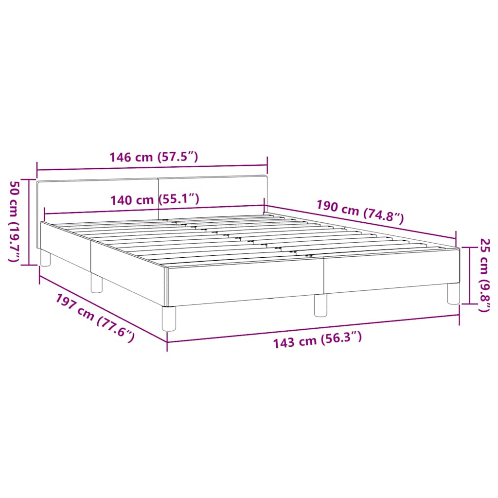 sengeramme uden madras 140x190 cm stof cremefarvet