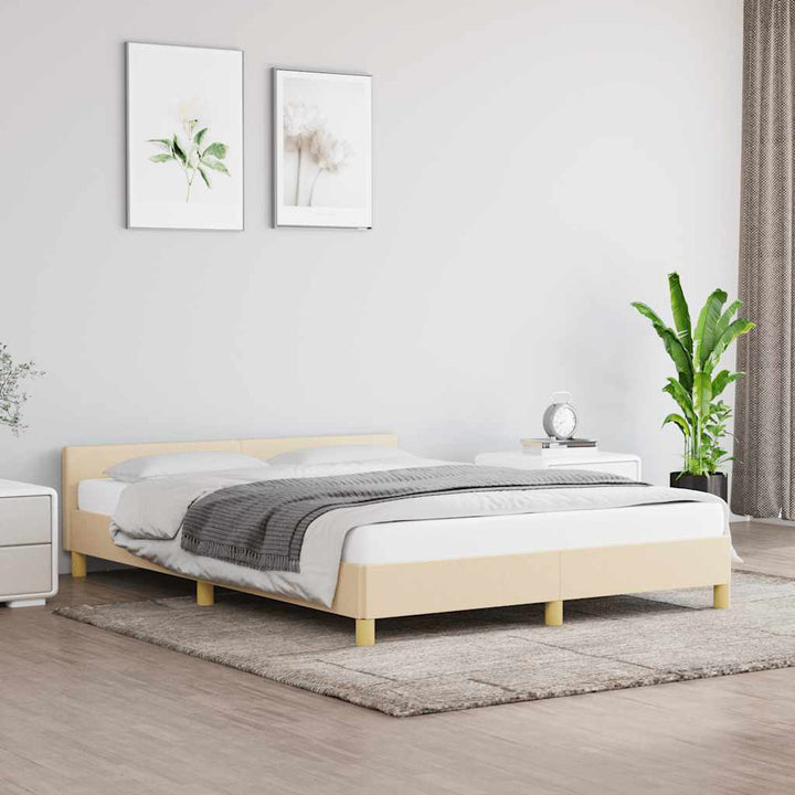 sengeramme uden madras 140x190 cm stof cremefarvet