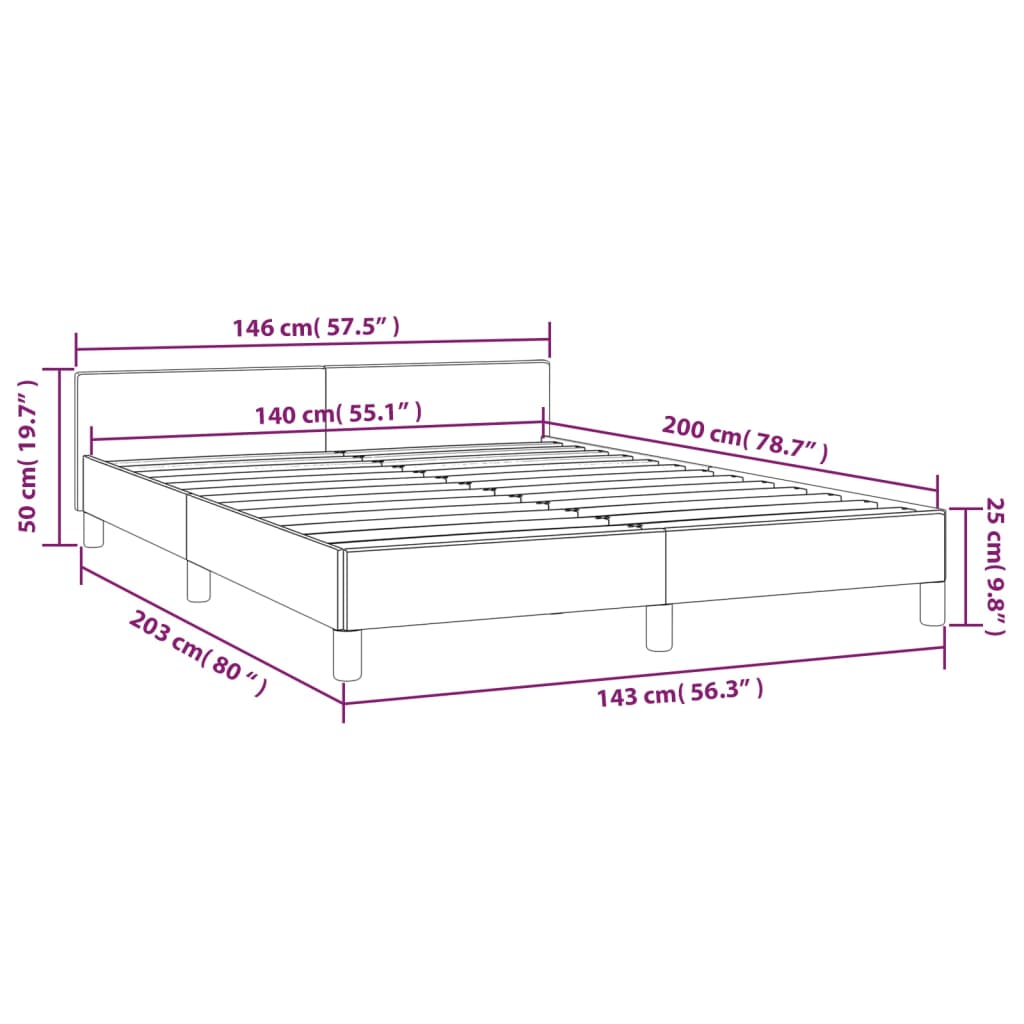 sengeramme uden madras 140x200 cm stof cremefarvet