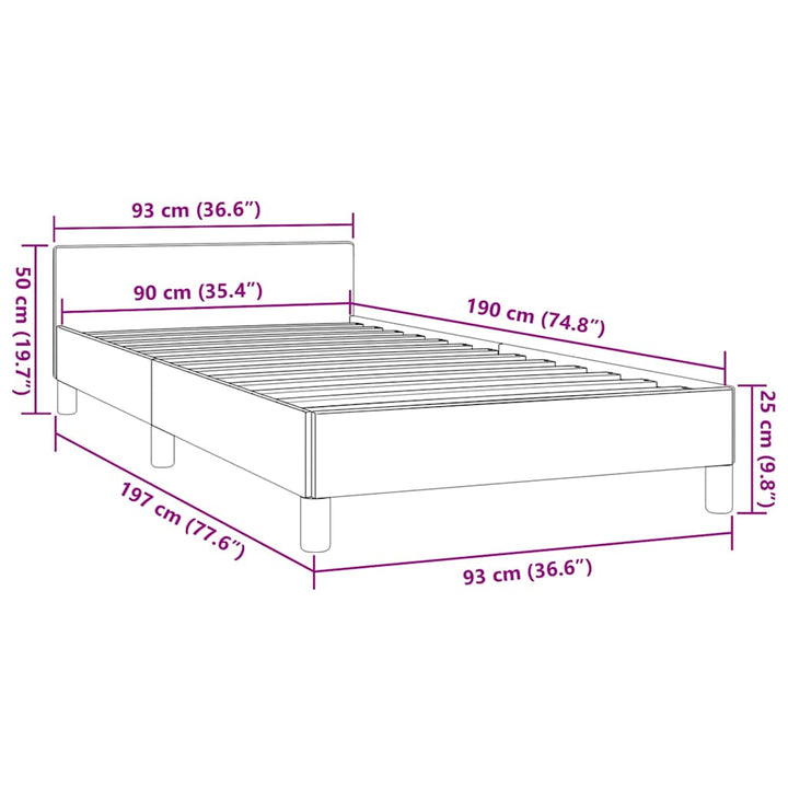 Sengeramme med hovedgærde uden madras Sort 90x190 cm