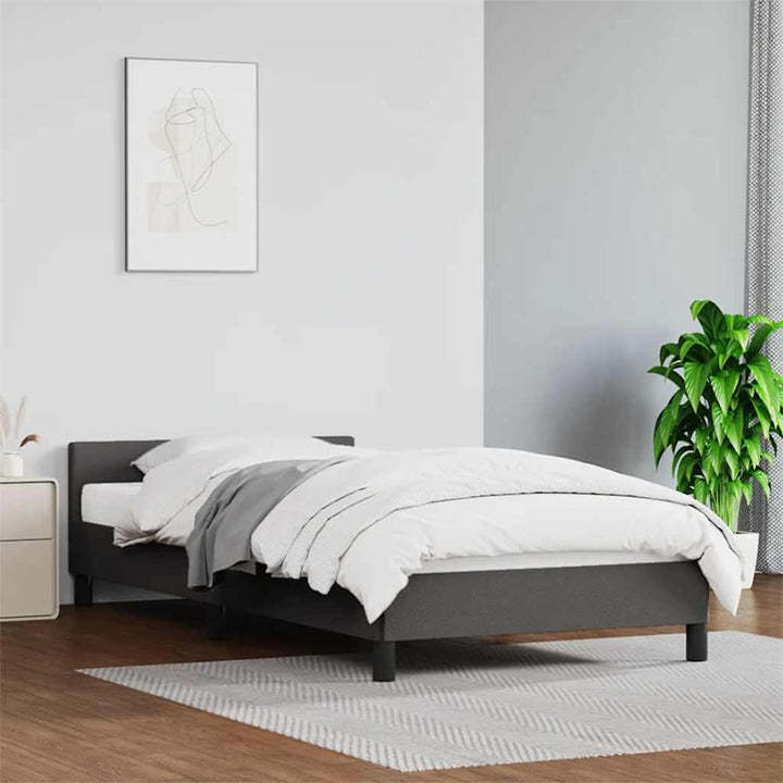 Sengeramme med hovedgærde uden madras Grå 90x200 cm