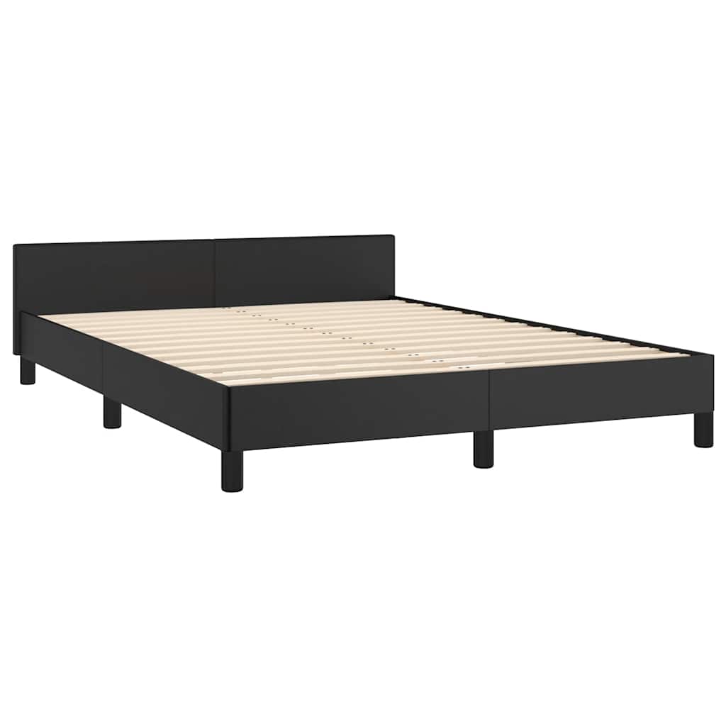Sengeramme med hovedgærde uden madras Sort 140x190 cm