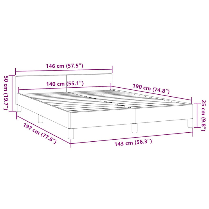 Sengeramme med hovedgærde uden madras Sort 140x190 cm