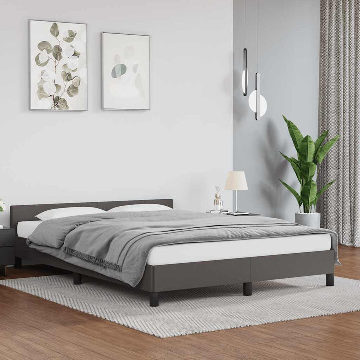 Sengeramme med hovedgærde uden madras Grå 140x200 cm