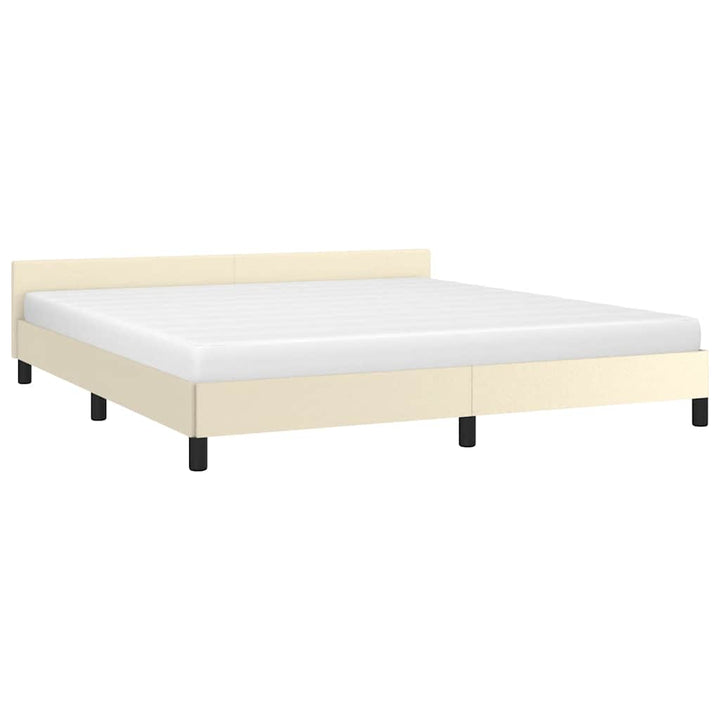 Sengeramme med hovedgærde uden madras Creme 180x200 cm