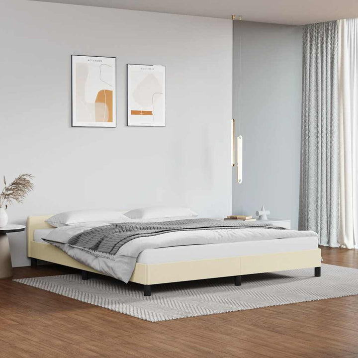 Sengeramme med hovedgærde uden madras Creme 180x200 cm