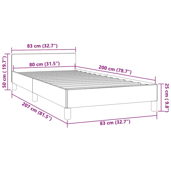 Sengeramme uden madras Mørkegrå 80x200 cm Fløjl