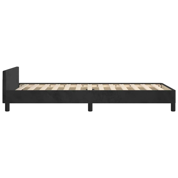Sengeramme med hovedgærde uden madras Sort 80x200 cm Fløjl