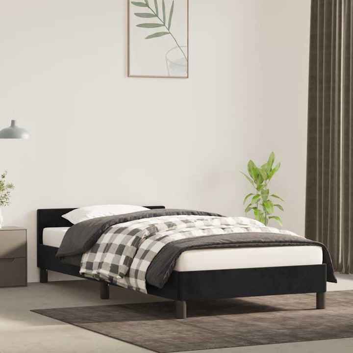 Sengeramme med hovedgærde uden madras Sort 80x200 cm Fløjl