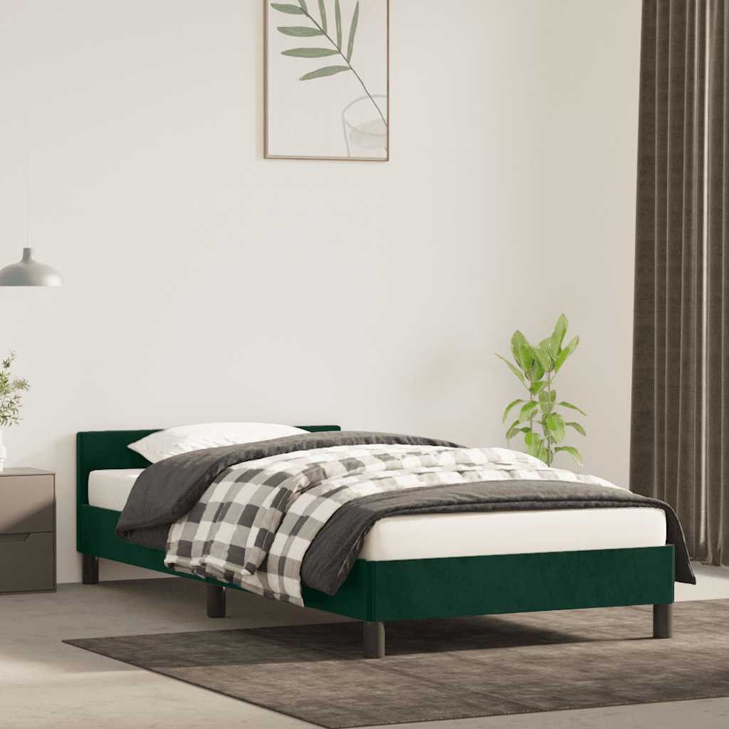 Sengeramme uden madras Mørkegrøn 80x200 cm Fløjl