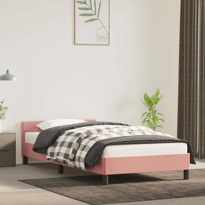 Sengeramme med hovedgærde uden madras Pink 80x200 cm Fløjl