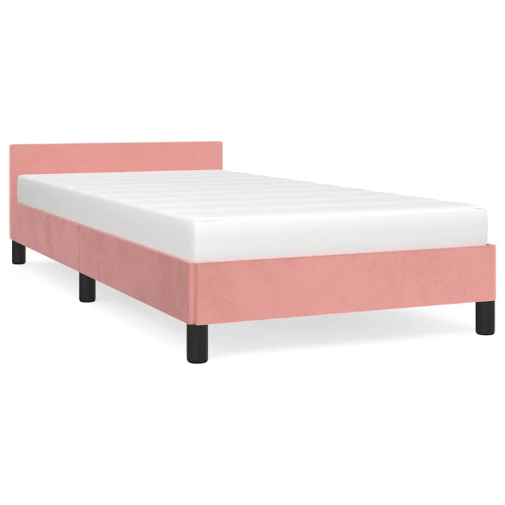 Sengeramme med hovedgærde uden madras Pink 90x190 cm Fløjl