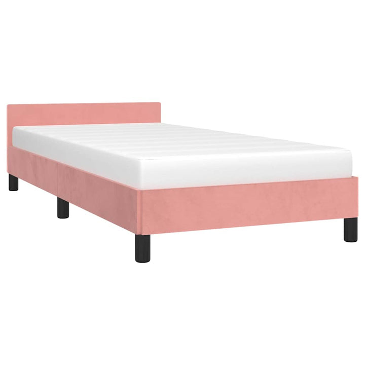 Sengeramme med hovedgærde uden madras Pink 90x190 cm Fløjl