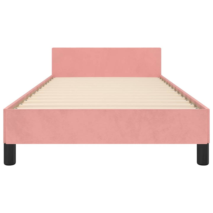 Sengeramme med hovedgærde uden madras Pink 90x190 cm Fløjl