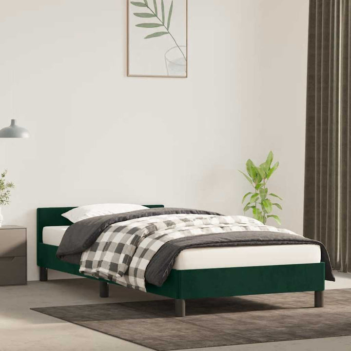 Sengeramme uden madras Mørkegrøn 90x200 cm Fløjl