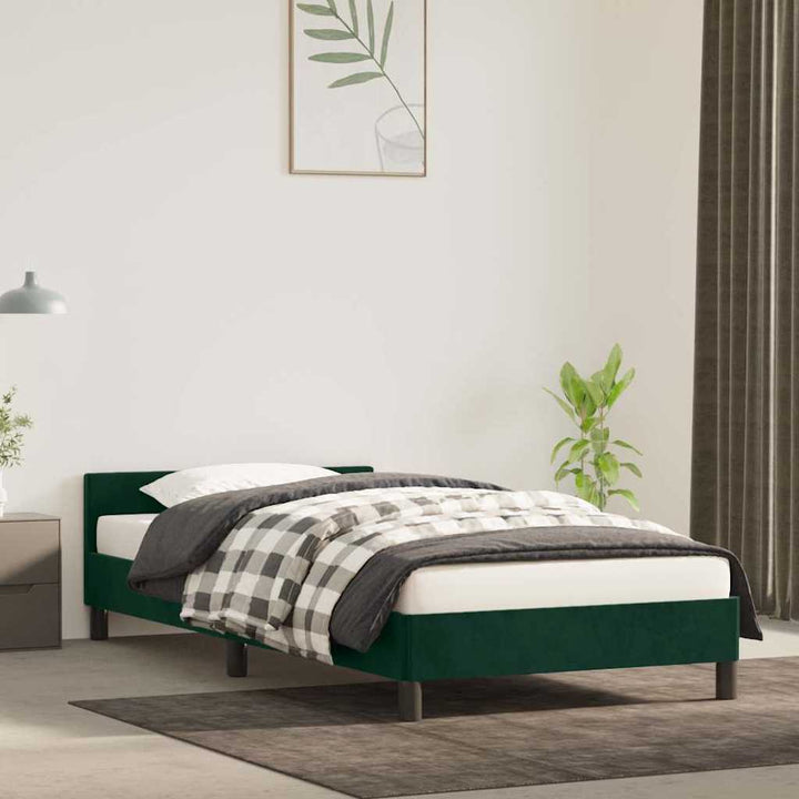 Sengeramme uden madras Mørkegrøn 100x200 cm Fløjl