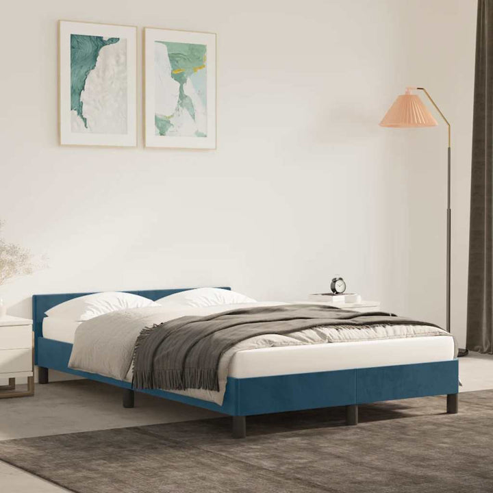 Sengeramme uden madras Mørkeblå 120x200 cm Fløjl