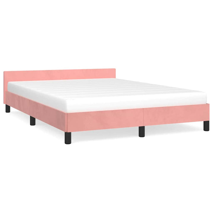Sengeramme med hovedgærde uden madras Pink 140x190 cm Fløjl
