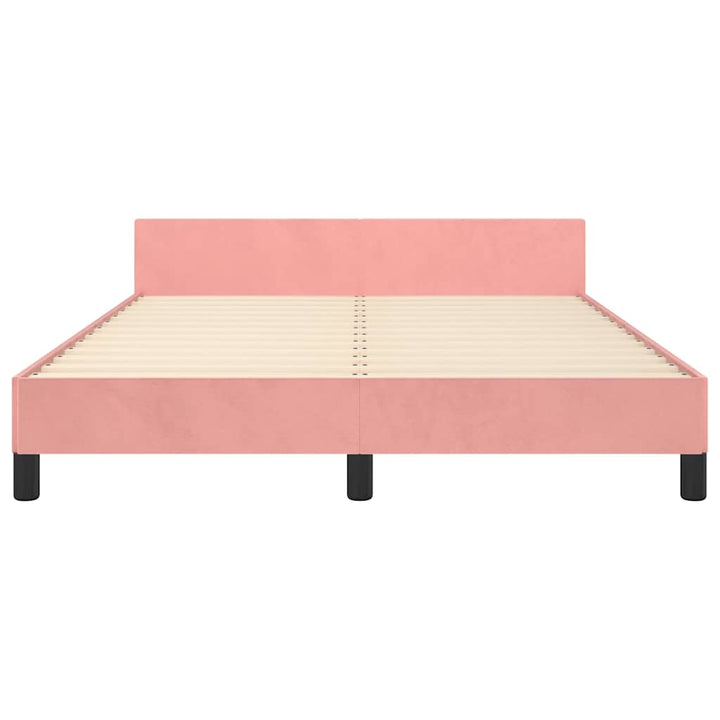 Sengeramme med hovedgærde uden madras Pink 140x190 cm Fløjl
