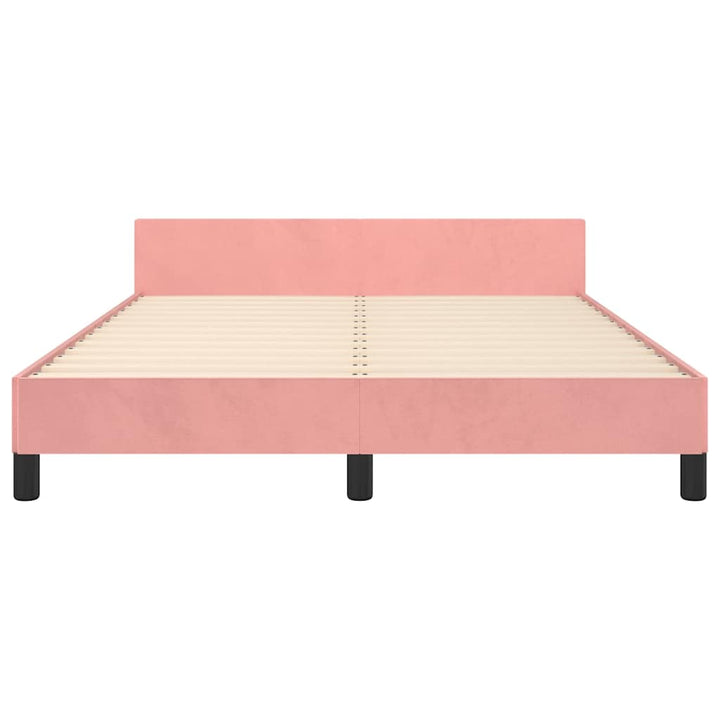 Sengeramme med hovedgærde uden madras Pink 140x200 cm Velour