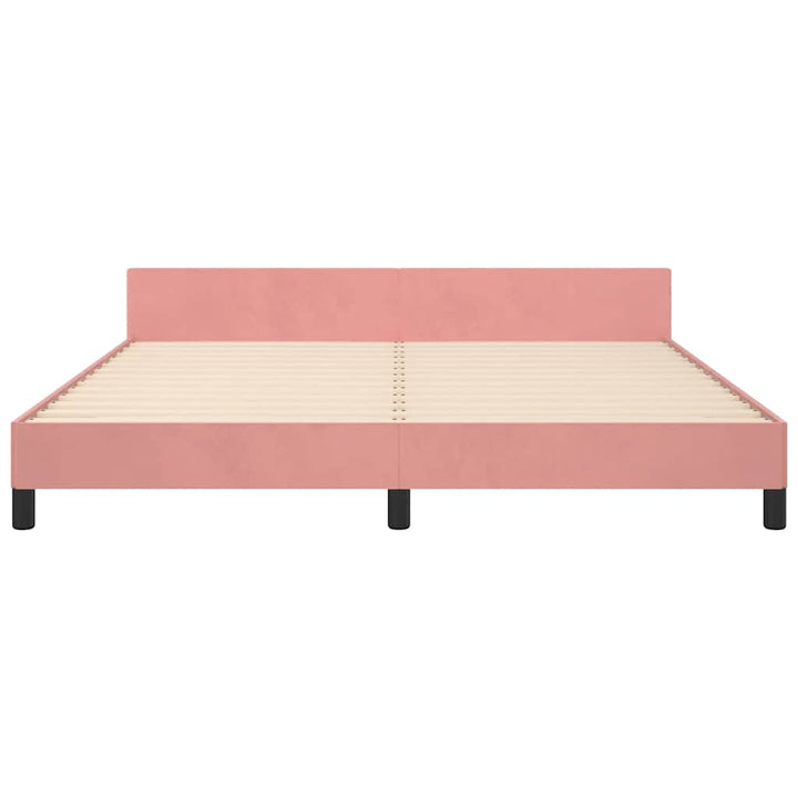 Sengeramme med hovedgærde uden madras Pink 160x200 cm Fløjl