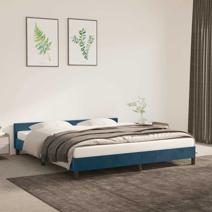Sengeramme uden madras Mørkeblå 180x200 cm Fløjl