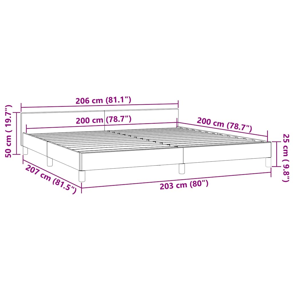 Sengeramme uden madras Sort 200x200 cm Fløjl
