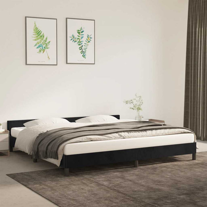 Sengeramme uden madras Sort 200x200 cm Fløjl