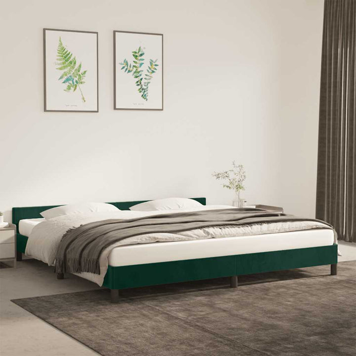 Sengeramme uden madras Mørkegrøn 200x200 cm Fløjl