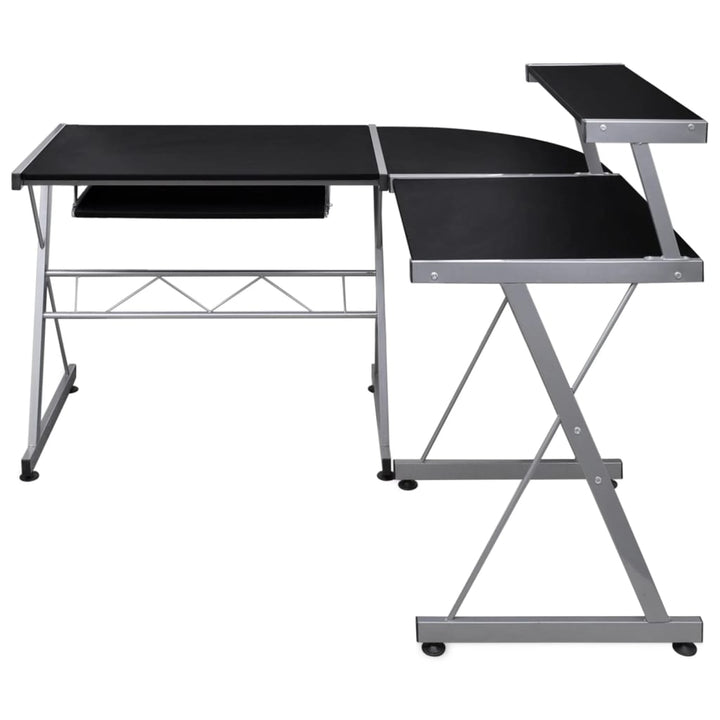 computerbord til hjørne 132x112x99 cm konstrueret træ sort