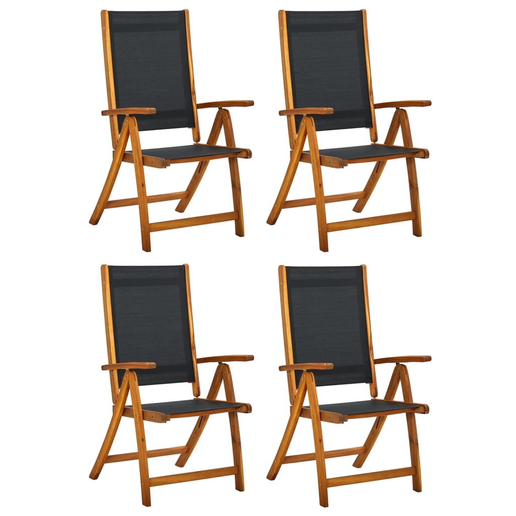 foldbare havestole 4 stk. massivt akacietræ og textilene