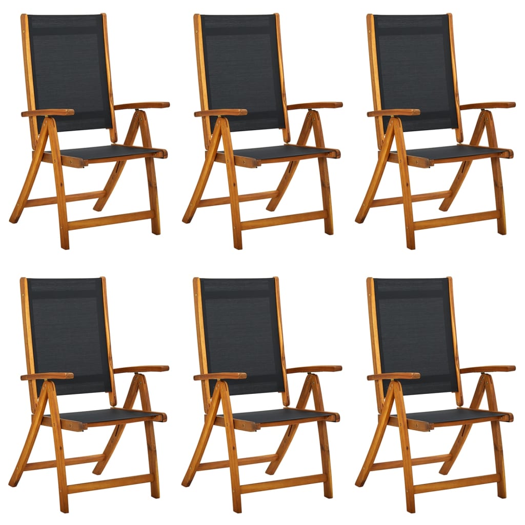 foldbare havestole 6 stk. massivt akacietræ og textilene