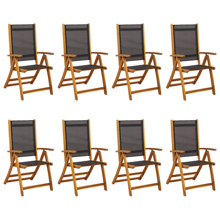 foldbare havestole 8 stk. massivt akacietræ og textilene