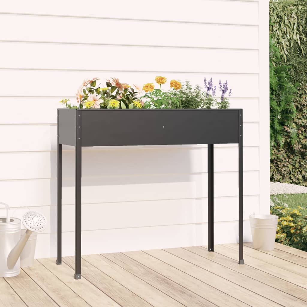 plantekasse 100,5x40,5x90 cm galvaniseret stål antracitgrå