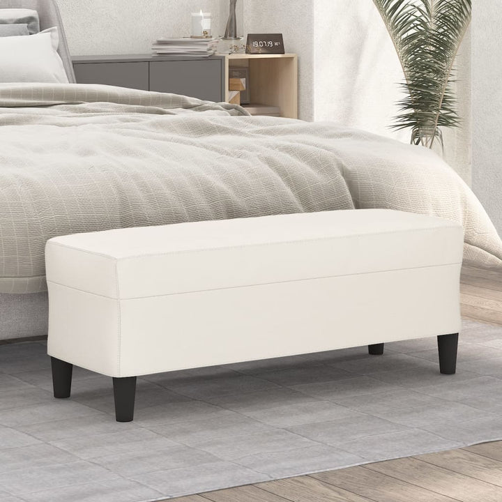 bænk 100x35x41 cm kunstlæder cremefarvet