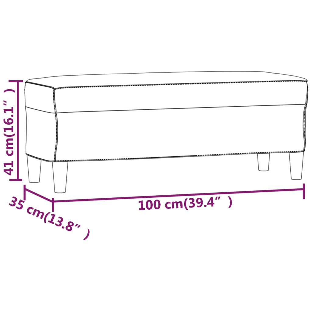 bænk 100x35x41 cm kunstlæder grå