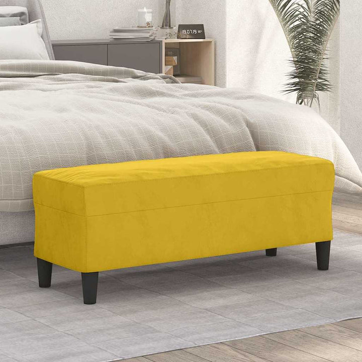 bænk 100x35x41 cm velour gul