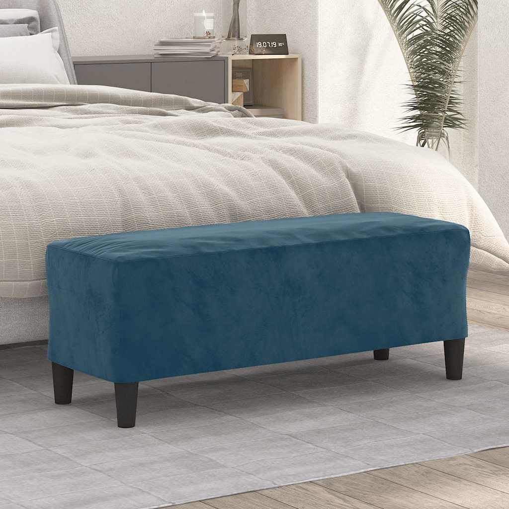 bænk 100x35x41 cm velour blå