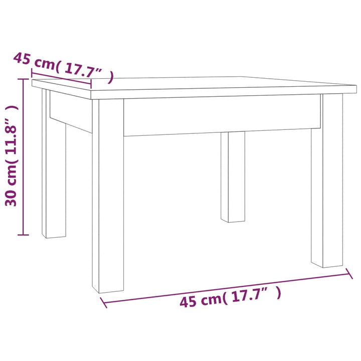 sofabord 45x45x30 cm massivt fyrretræ grå