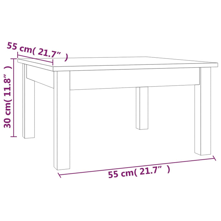sofabord 55x55x30 cm massivt fyrretræ grå