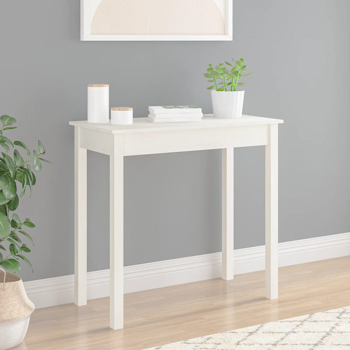 konsolbord 80x40x75 cm massivt fyrretræ hvid