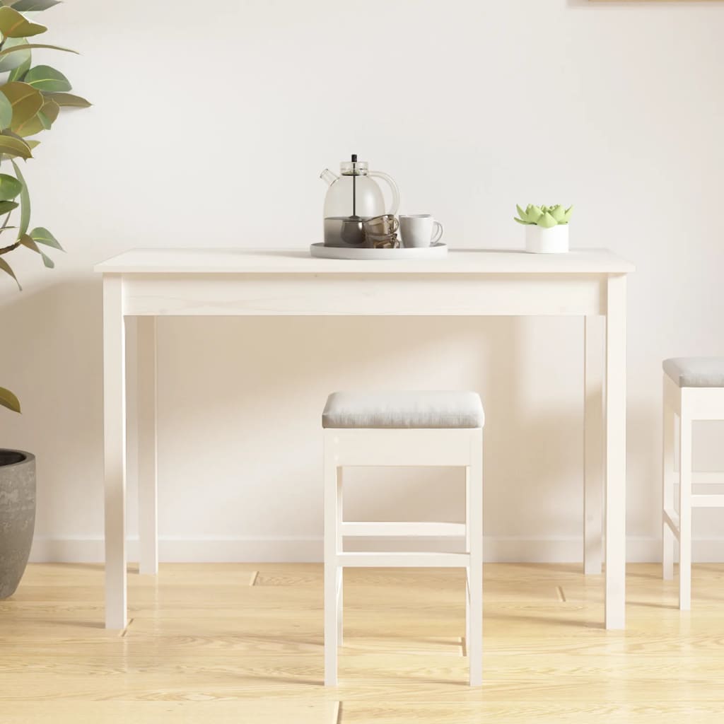spisebord 110x55x75 cm massivt fyrretræ hvid