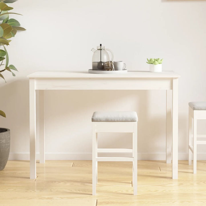 spisebord 110x55x75 cm massivt fyrretræ hvid