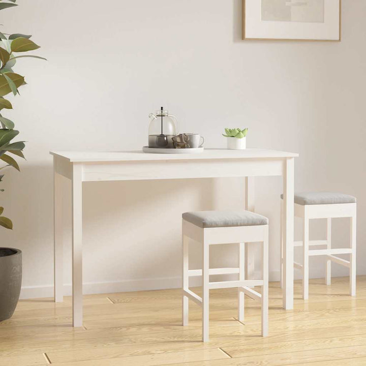 spisebord 110x55x75 cm massivt fyrretræ hvid