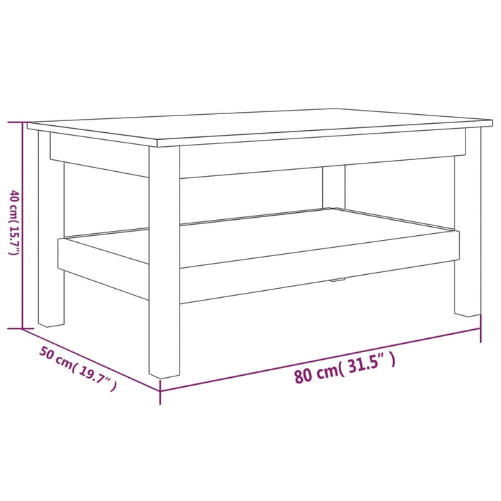 sofabord 80x50x40 cm massivt fyrretræ