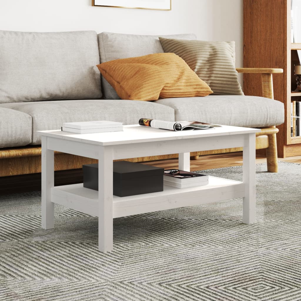 sofabord 80x50x40 cm massivt fyrretræ hvid