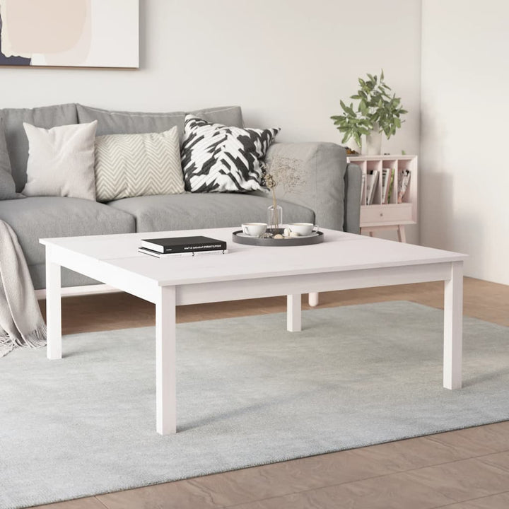 sofabord 100x100x40 cm massivt fyrretræ hvid