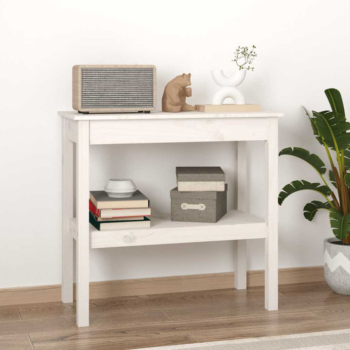 konsolbord 80x40x75 cm massivt fyrretræ hvid