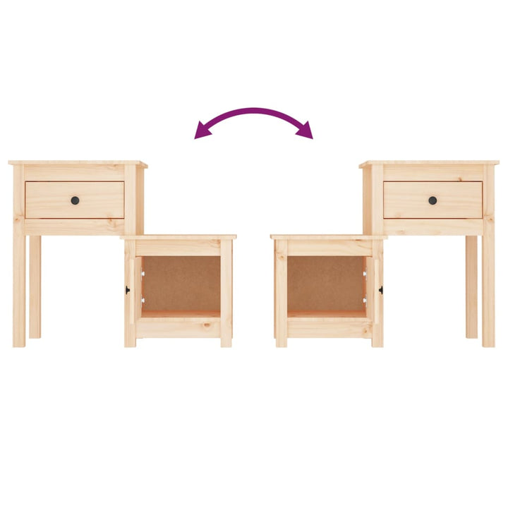 sengebord 79,5x38x65,5 cm massivt fyrretræ