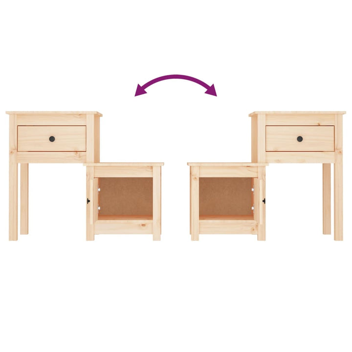 sengeborde 2 stk. 79,5x38x65,5 cm massivt fyrretræ